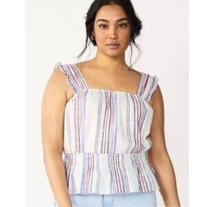 Draper James Striped Smocked Peplum Top